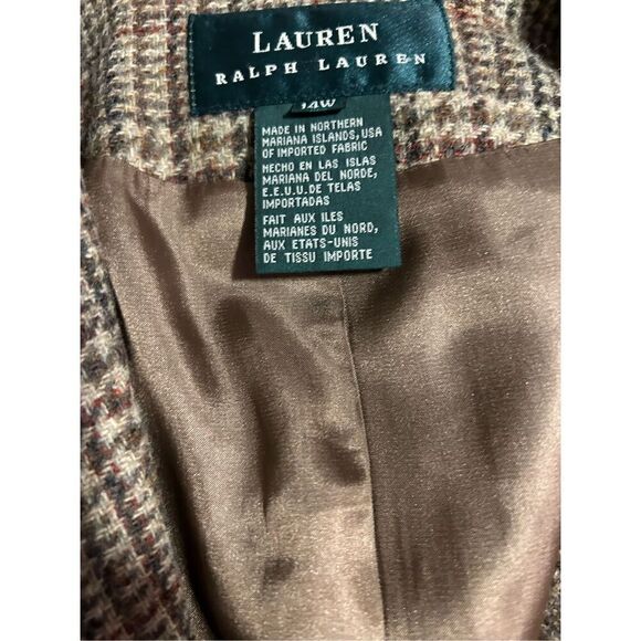 Ralph Lauren Sage Wool Glen Plaid Tweed Equestrian Jacket 14W - Picture 11 of 11